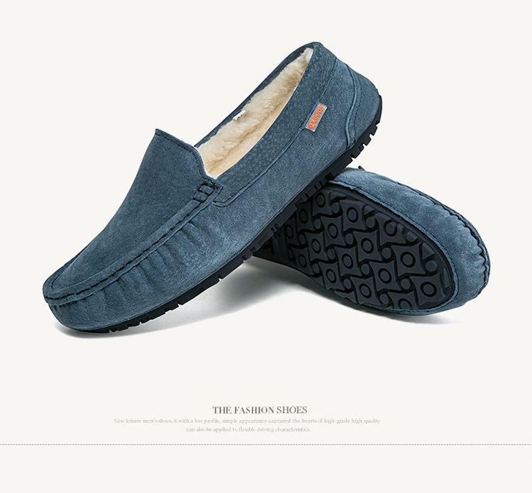 501-3 Winter Heren Bean Schoenen Katoenen Schoenen Rijschoenen Lage Top Mid-mouth Flip-on Warme Platte Casual Leren Schoenen met Fluweel_voghion.com