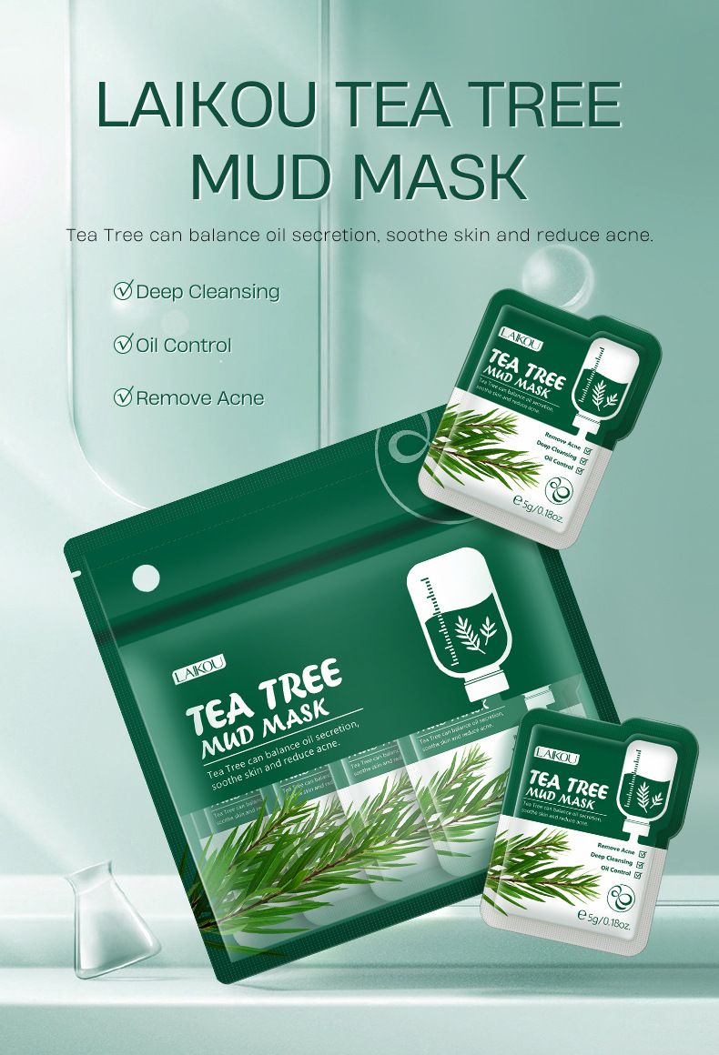 Makeup Tool Kits LAIKOU Tea Tree Mud Mask 1 Piece 5g Moisturizing Refreshing Mud Mask_voghion.com
