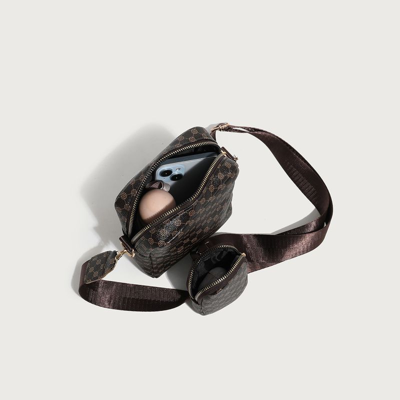 Tweedelige elegante bedrukte cameratas van hoge kwaliteit, verticale telefoon, brede schouderband, crossbodytas voor dames, kleine vierkante tas_voghion.com