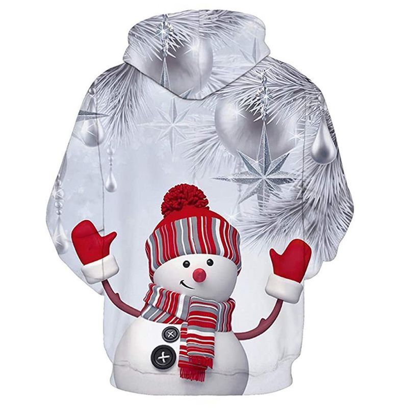 Felpa con cappuccio a doppio strato, stile casual sportivo, per uomo, stile europeo e americano, alla moda, a maniche lunghe, con motivo natalizio._voghion.com