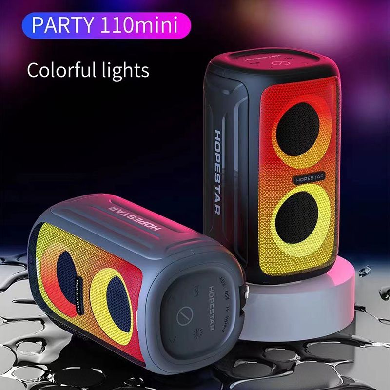HOPESTAR Party 110 Mini Colorful Lights Wireless Bluetooth Speaker (Black)_voghion.com