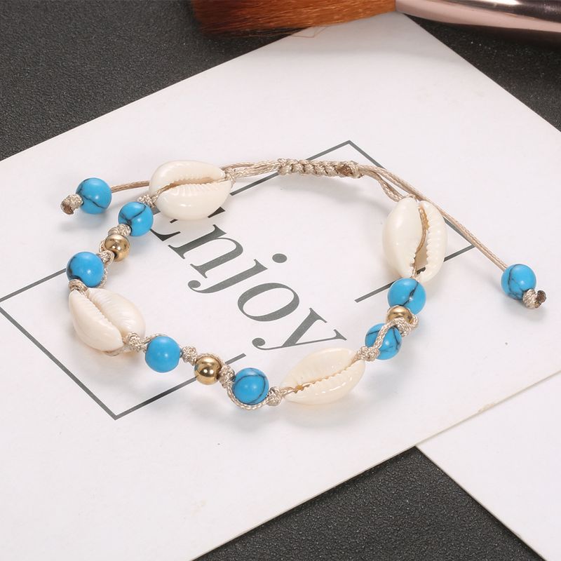 New Summer Necklace Ankle Set Natural Turquoise Shell Bracelet_voghion.com