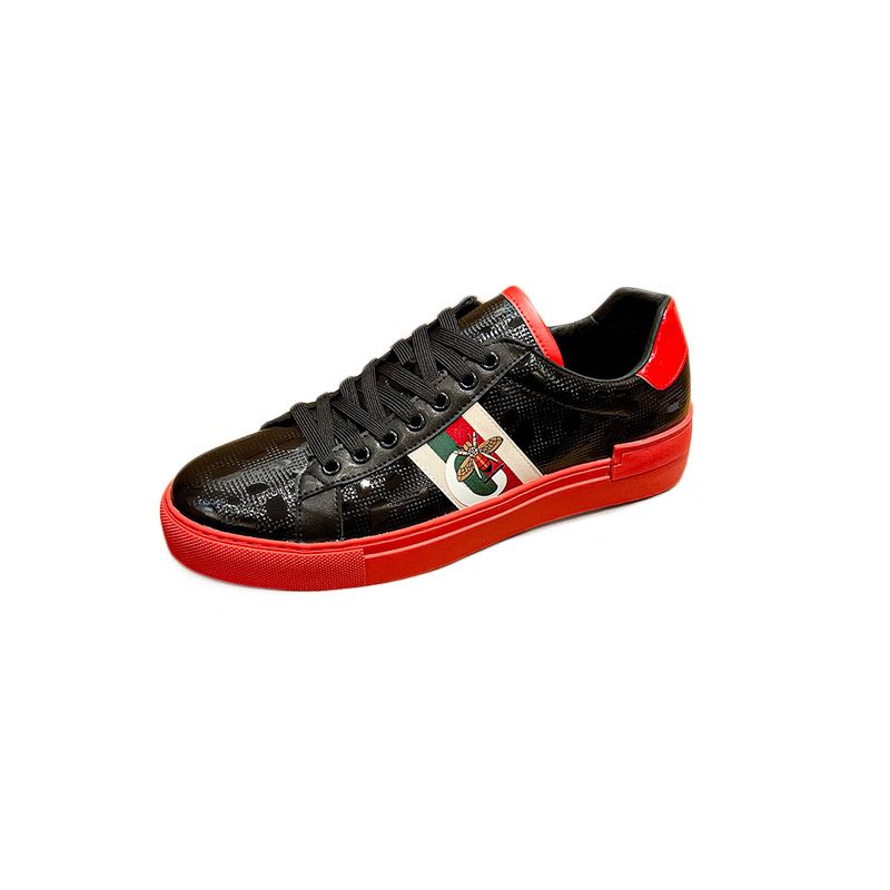 Fuguchi Echtes Leder Weiße Sneakers Herren Board 2025 Neue Trendy Super Beliebte Kleine Biene Casual Schuhe_voghion.com