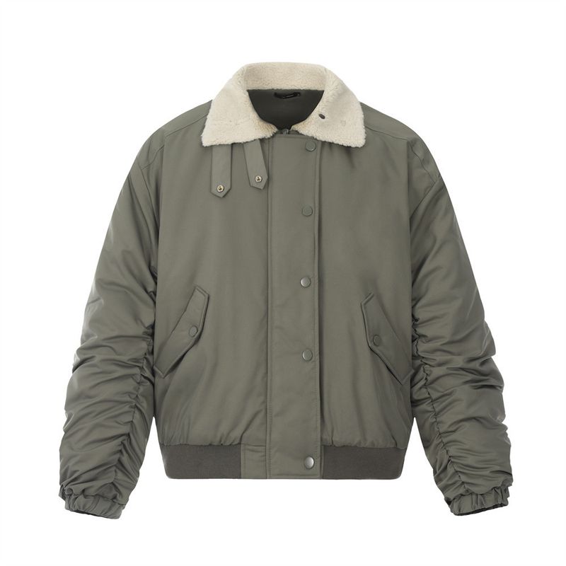 Herren Winter Funktionsmantel aus dicker Baumwolle mit Pelzkragen und Fliegerjacke im Faltendesign_voghion.com