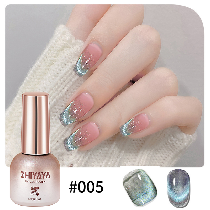 9D Flash Cat magnetisches Nagelgel holografischer semi-permanenter dynamischer Reflexions-Flash-Soap-Flash-Nagellack_voghion.com
