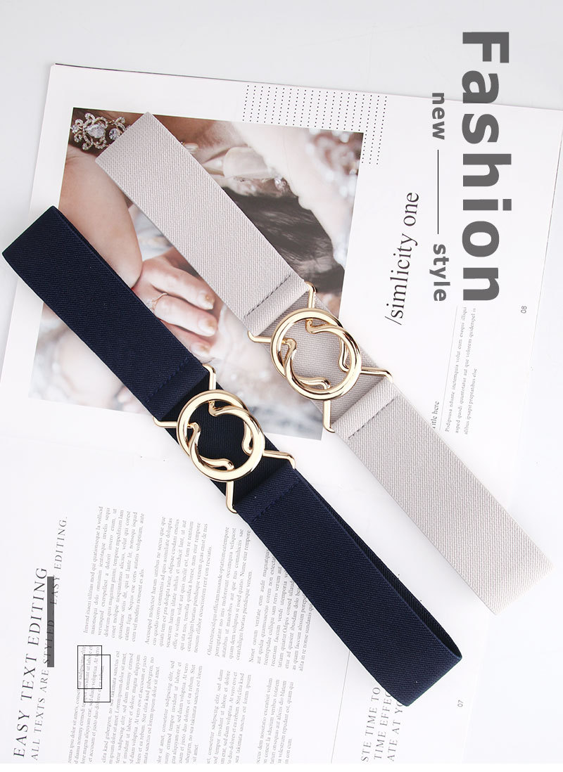 Ceinture élastique minimaliste japonaise noire à boucle unique pour robe de femme, ceinture ajustée avec boucle circulaire_voghion.com