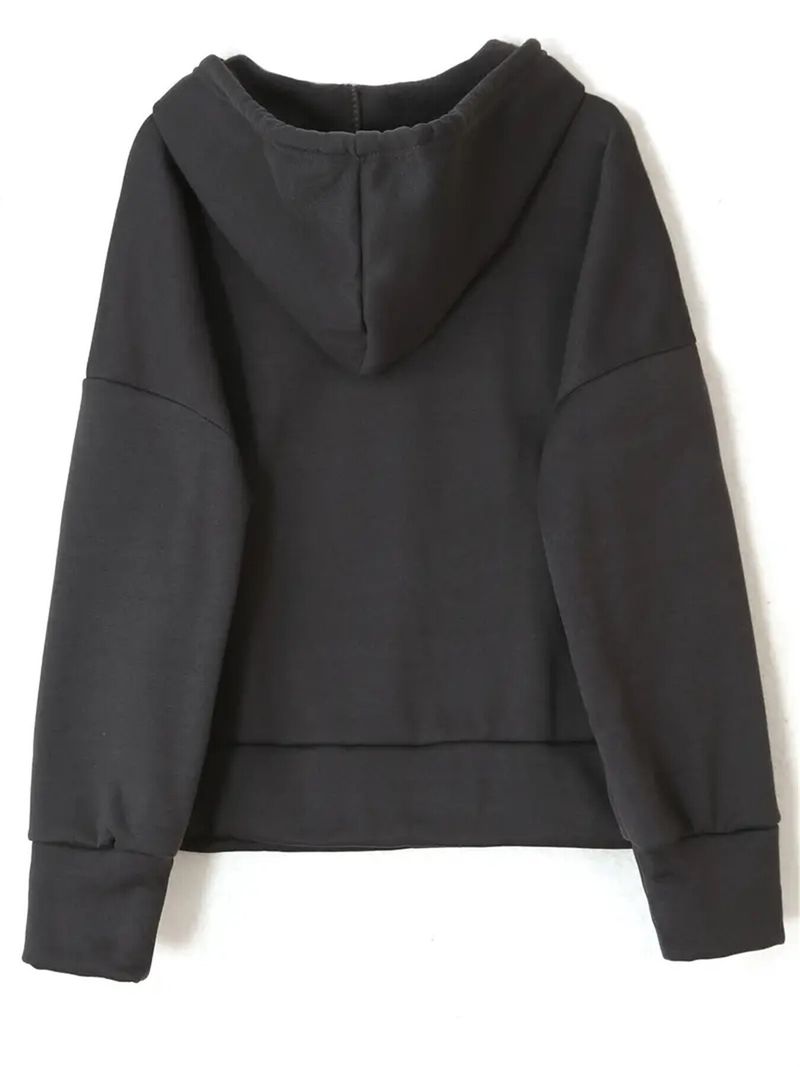 Conjunto esportivo de duas peças com capuz e calça casual de cor sólida para outono/inverno 2024 feminino_voghion.com