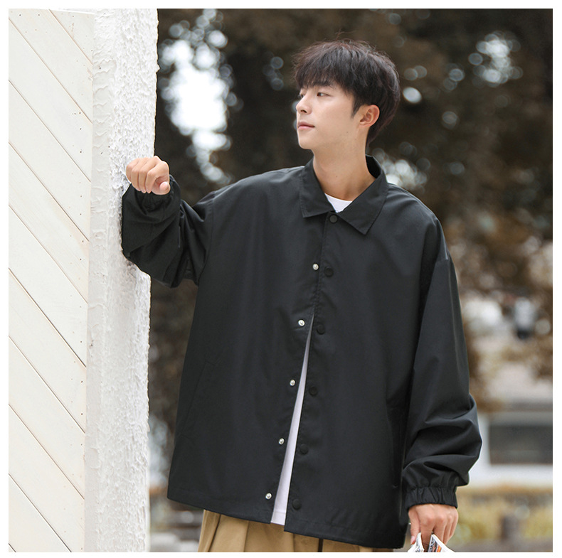 2024 New Solid Color Flip Collar Button Coat Men's Loose Fashion Brand Jacket Men's_voghion.com