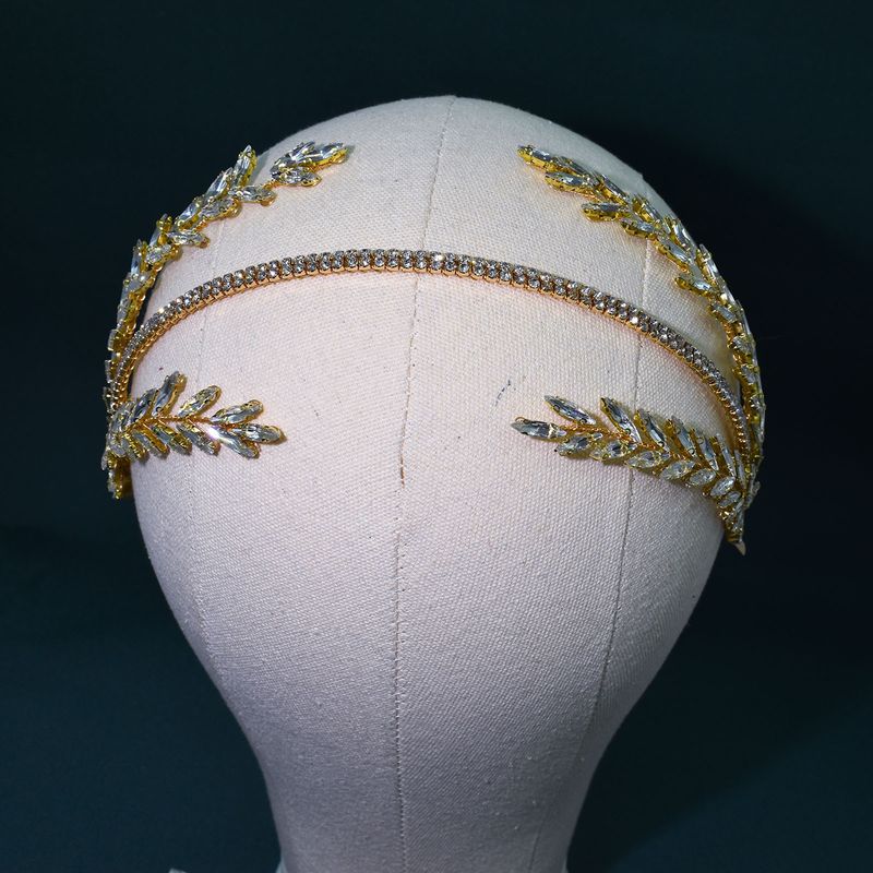 Cerchietto per capelli da donna con strass di cristallo fatto a mano, accessori per capelli da sposa, elegante design floreale, diamanti in argento e oro_voghion.com