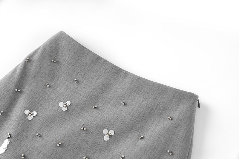 Conjunto chique de blazer e saia com strass – terno brilhante de duas peças para mulheres, do escritório à noite_voghion.com
