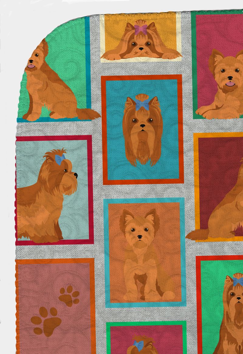 Lots of Red Yorkie Quilted Blanket 50x60 Artwork Pattern Quilted Throw Blanket for Bed, Couch, Sofa, Soft and Lightweight_voghion.com