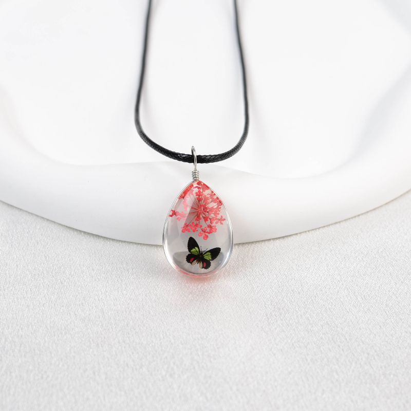 Collana con fiore in pizzo e cielo stellato in stile fresco, goccia d'acqua in vetro, tempo Jingdezhen, vendita calda_voghion.com