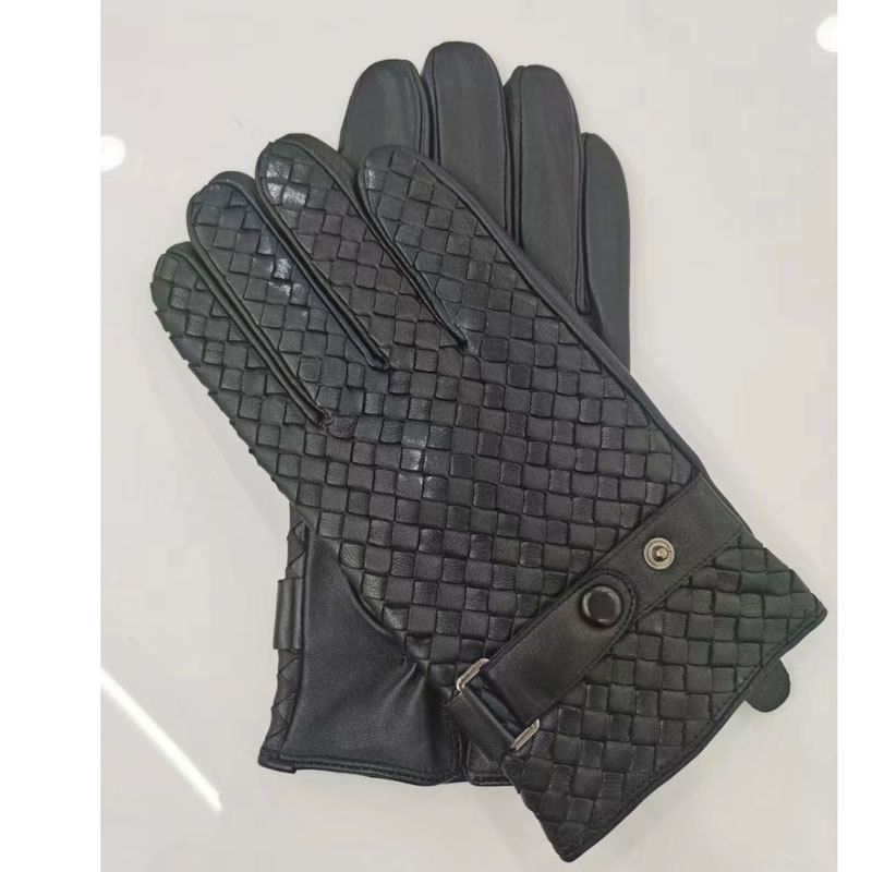 Neue handgewebte Touchscreen-Handschuhe aus Schaffell für den Außenbereich mit Fleecefutter, warm, modisch, aus echtem Leder_voghion.com