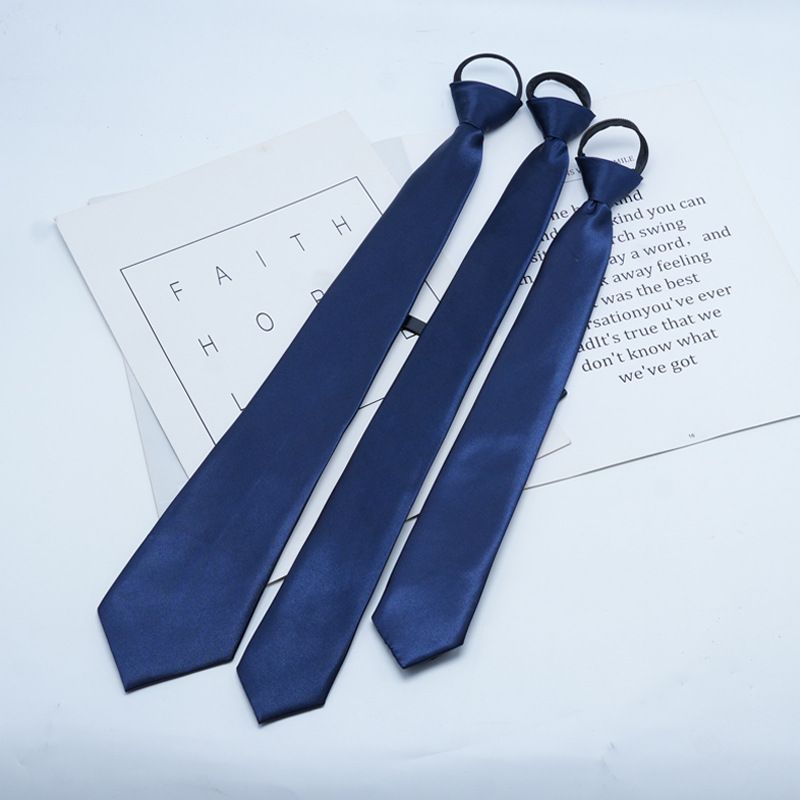 Cravatta da uomo formale coreana britannica blu navy con cerniera senza nodo, 8 cm, 5 cm, da indossare professionalmente, da donna, stile corto_voghion.com