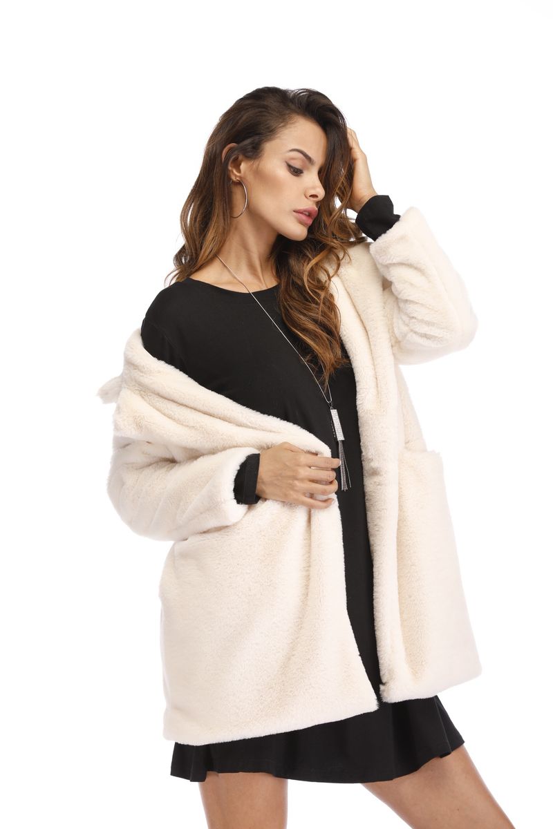 Women's Faux Fur Coat – Oversized Lapel, Luxe Fluffy Texture, 7 Colors Loose Fur Fleece Coat_voghion.com