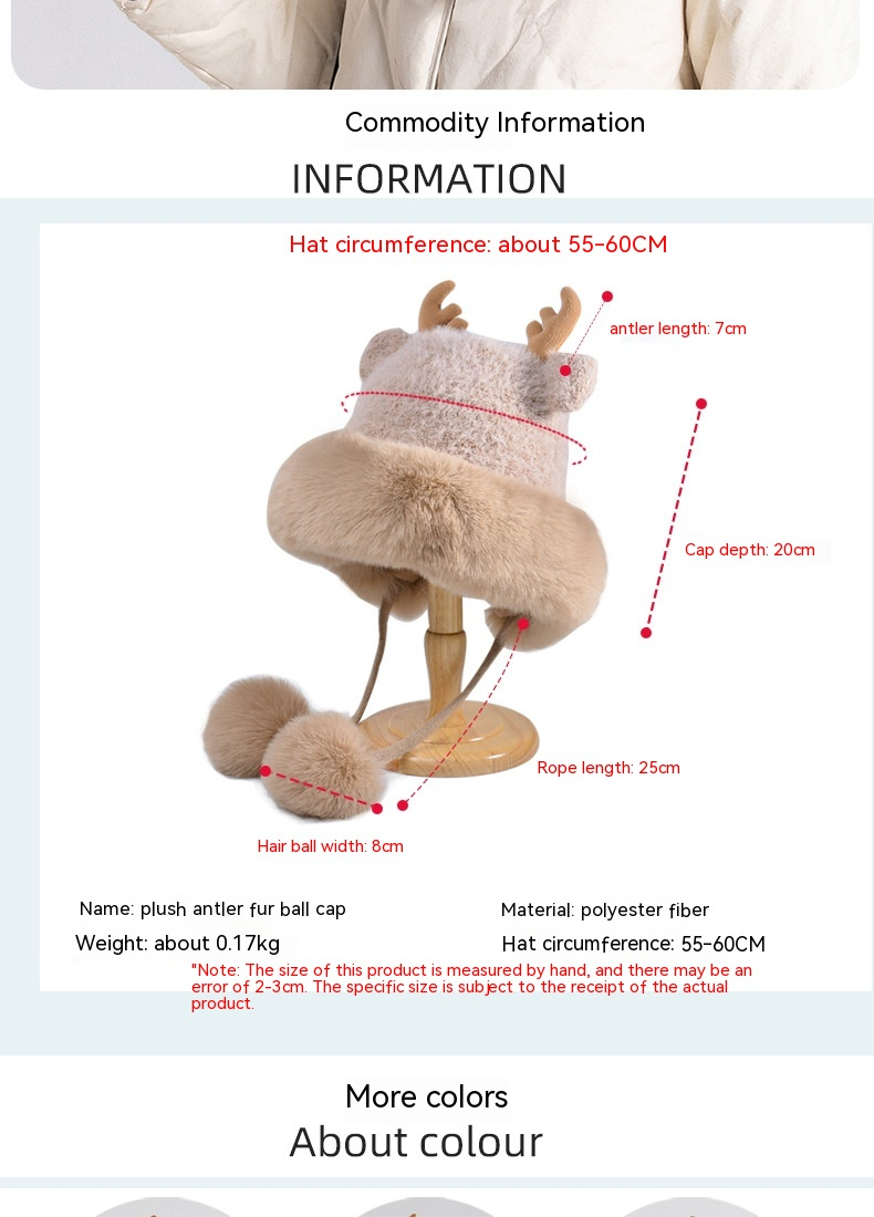 Cappello caldo da esterno Cappello invernale in lana per bambini Cappello in lana lavorata a maglia con corno di cervo Cappello di protezione per le orecchie alla moda Tendenza moda Versatile_voghion.com