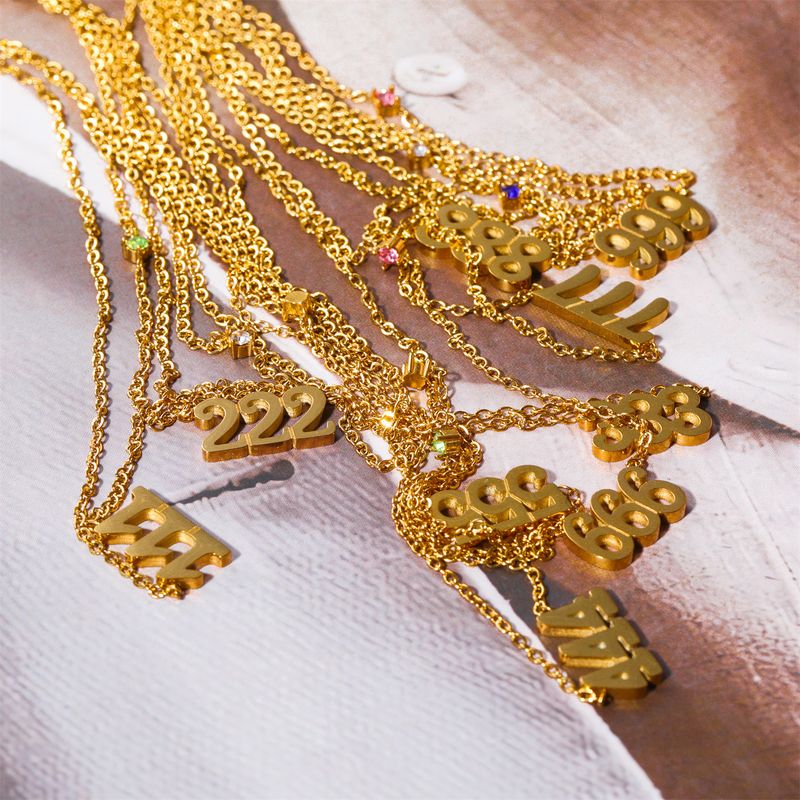 Collana da donna in acciaio inossidabile con numero angelico e diamanti, catena per clavicola, ciondolo con tre numeri consecutivi_voghion.com