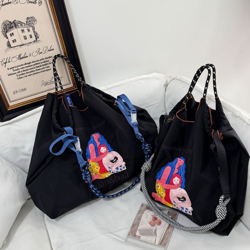 High-end Ball GUANchain Eco-friendly Exquisite Embroidered Nylon Shopping Handheld Women's Shoulder Bag_voghion.com