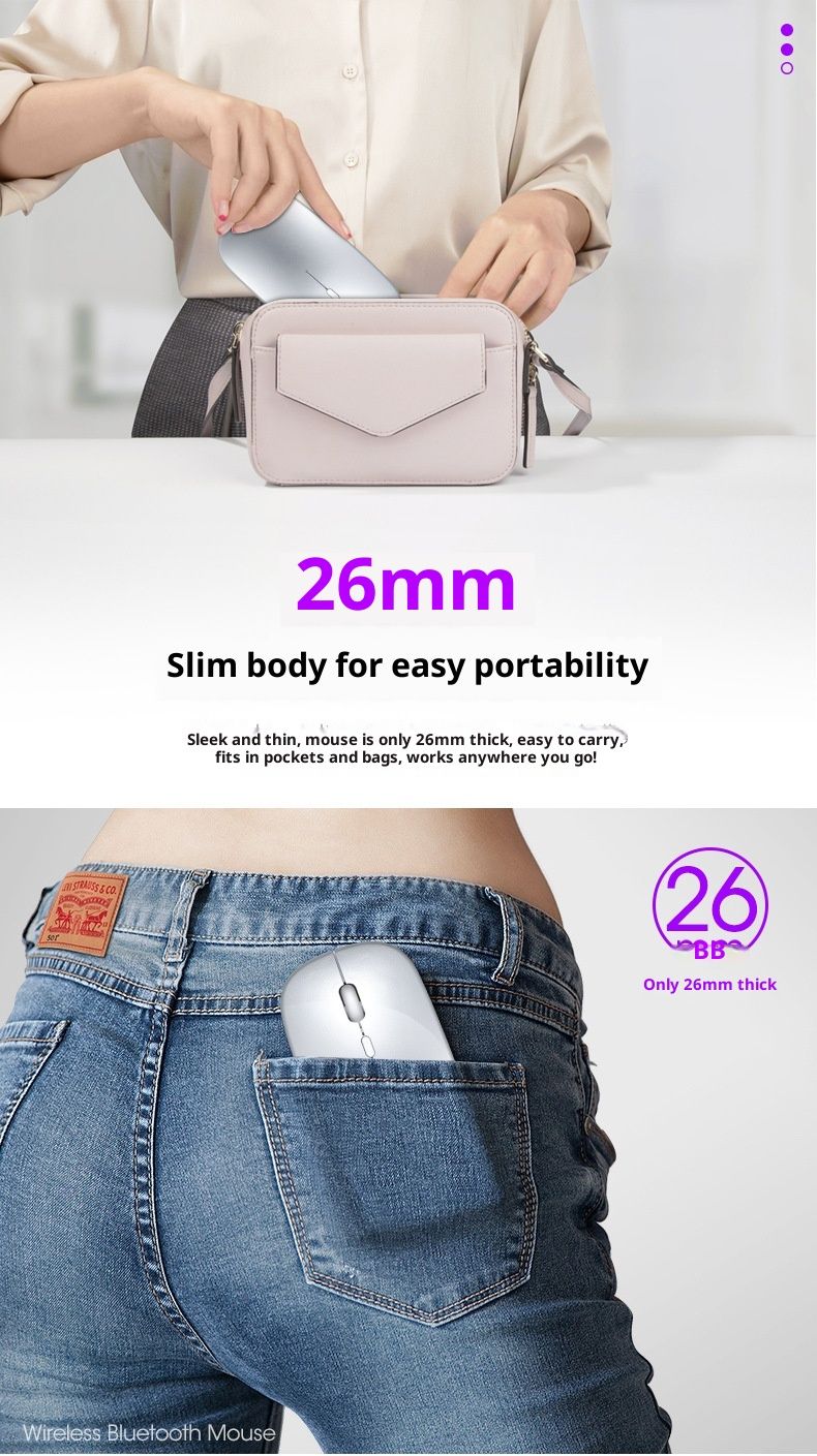 Mouse da ufficio silenzioso e luminoso Digitex 2.4G Bluetooth Wireless Dual Mode compatibile con la ricarica del laptop_voghion.com