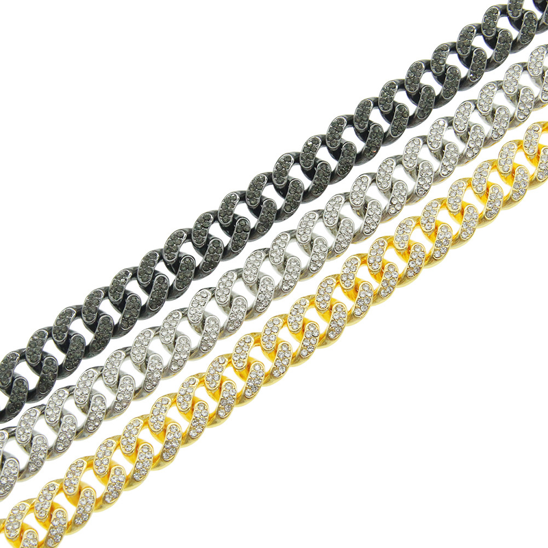 Collana con catena cubana con diamanti Hip Hop, personalizzata, per danza di strada, moto, accessori alla moda per uomo, larghezza 13 mm_voghion.com