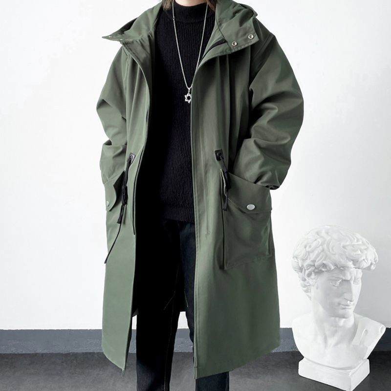 Shanli Dadi Spring And Autumn Youth Trench Coat Men's Ins Mid-Length Casual Hooded Jacket Korean Version Trendy_voghion.com