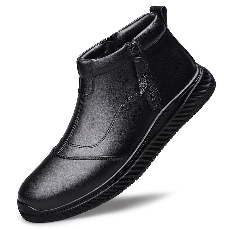 Baumwollschuhe, Herren-Samtschuhe, dicke Lederschuhe, wasserdichte Freizeitschuhe, Herren-High-Top-Schuhe für Senioren, Schneestiefel_voghion.com