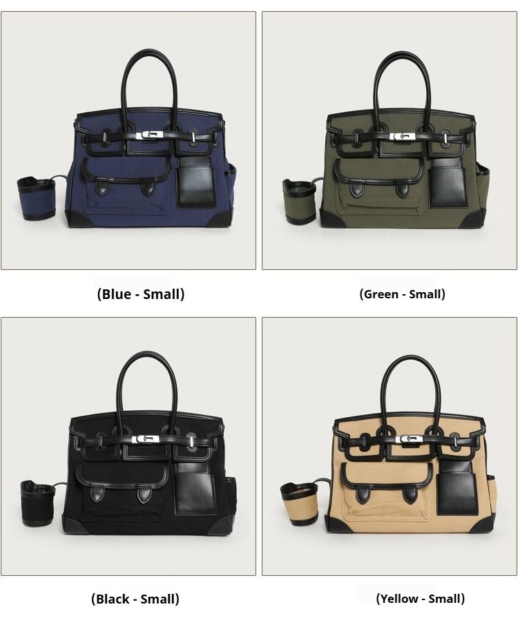 Neue Damenhandtasche mit farblich abgesetztem Patchwork-Design aus Canvas, übergroßer Platintasche, lässiger Reisetasche und mehreren Taschen._voghion.com