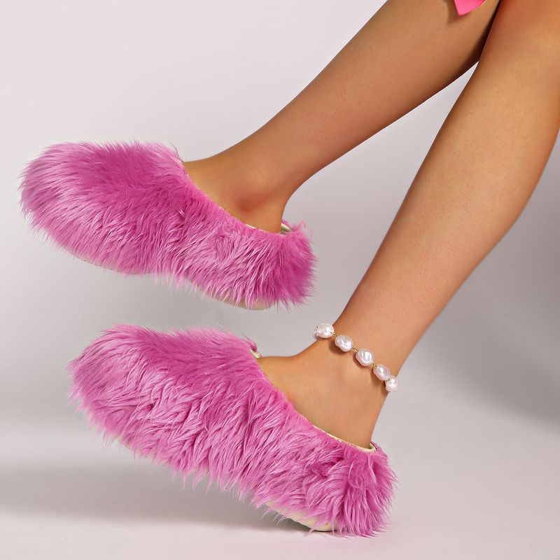 Moderne Hausschuhe Damen Pelz Erwachsene Plateau Pantoletten Schuhe Dicke Sohle Slides_voghion.com