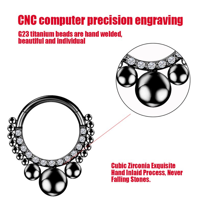 F136 Titan Septum Piercing Helix Näsringar Zirkon Gångjärnssektion Tragus Örhängen Lob Clicker Kroppsbrosk Damsmycken_voghion.com