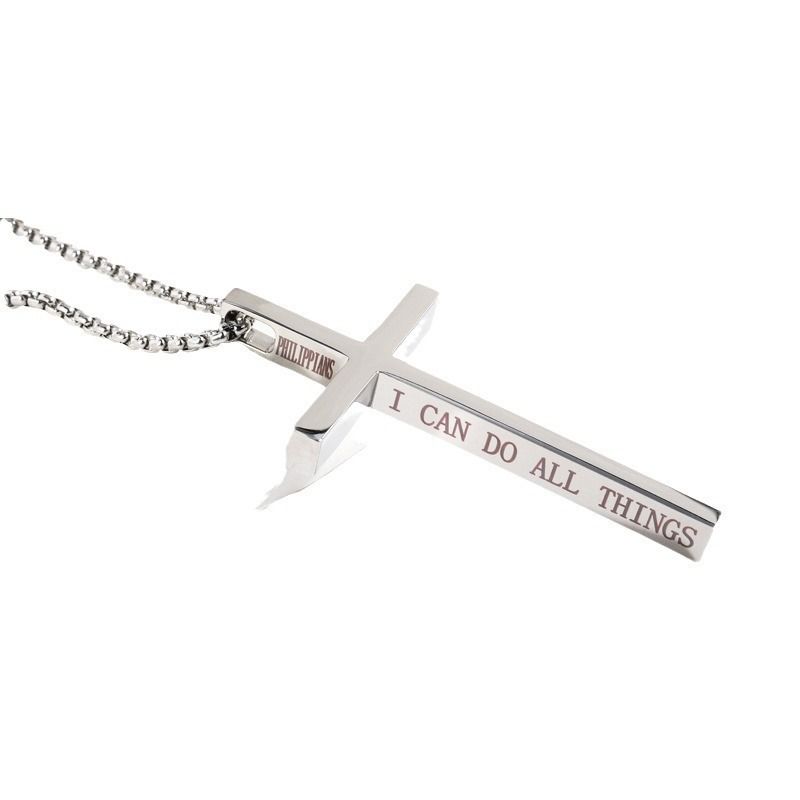 Mode Halskette für Frauen Vielseitige High-End Edelstahl Englisch Buchstaben Kreuz Schlüsselbein Kette_voghion.com