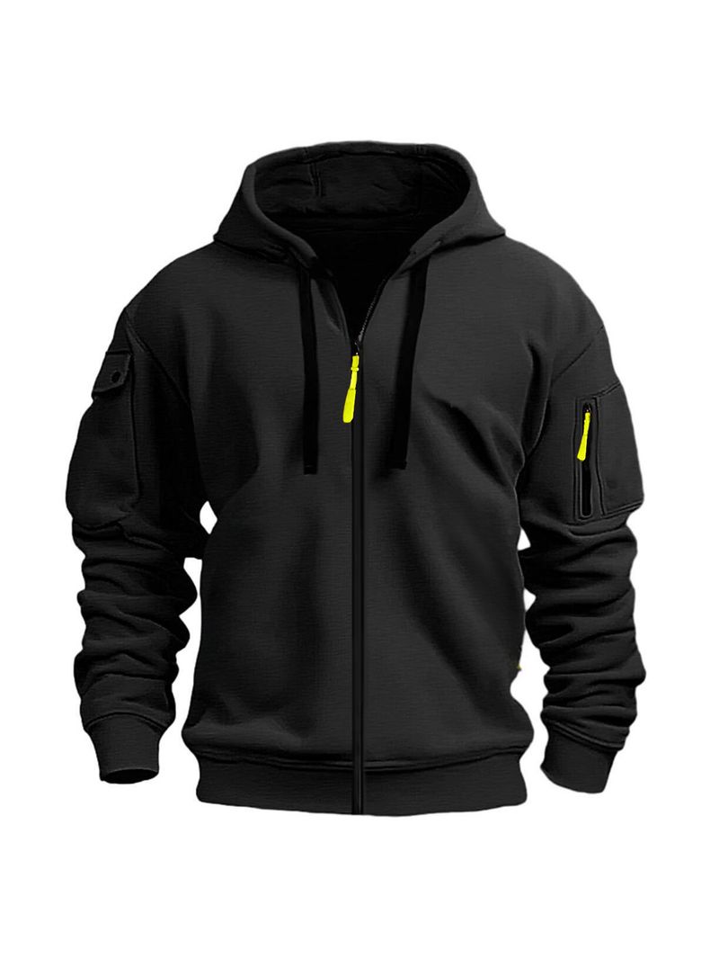 Spring And Autumn Men's Sweatshirt Hoodie Zipper Multi Pocket Embroidered Badge Cardigan Sports Leisure Sweatshirt_voghion.com