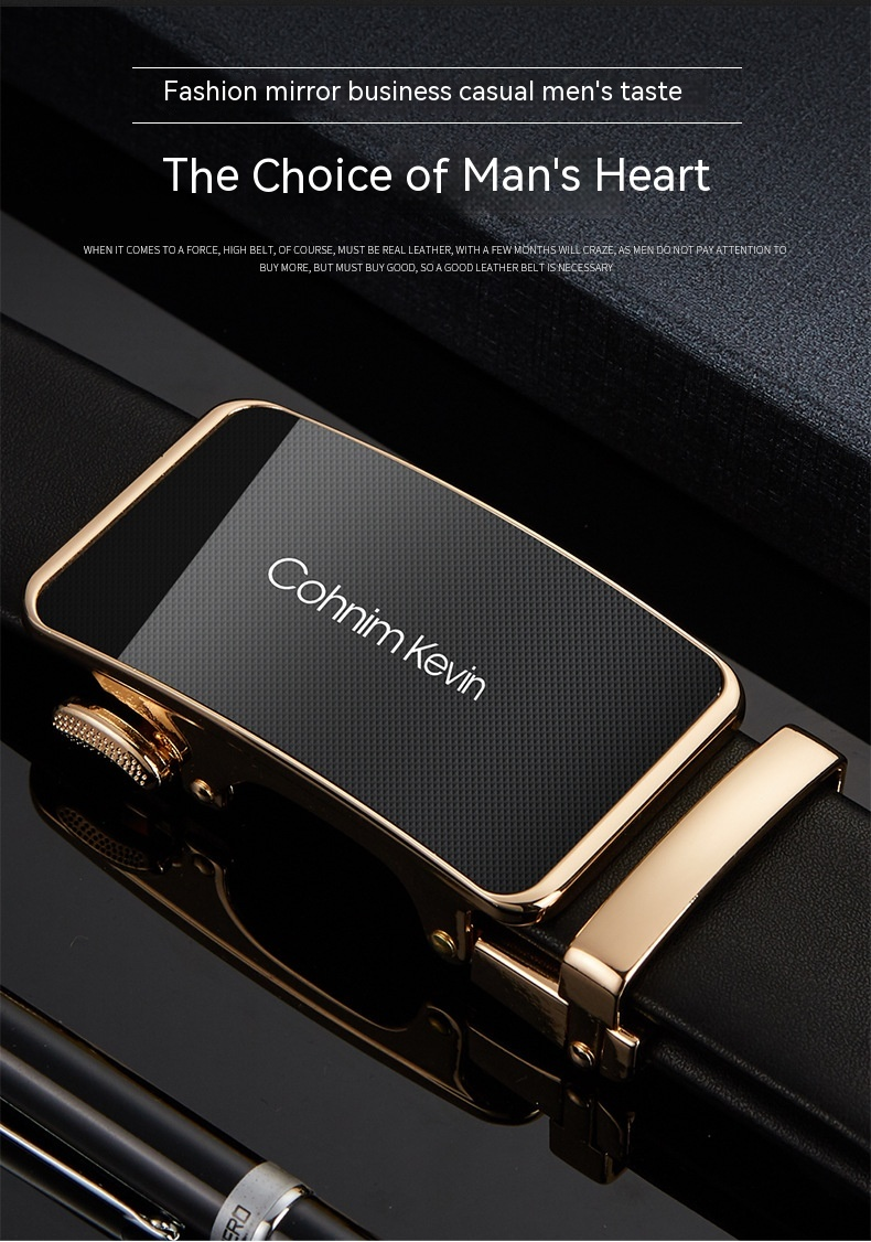 Cohnim Kevin's neuer Echtleder-Herren-Kuhgürtel mit automatischer Schnalle, Hosengürtel, Geschenk, lässig, vielseitig, Geschenk für Freund_voghion.com