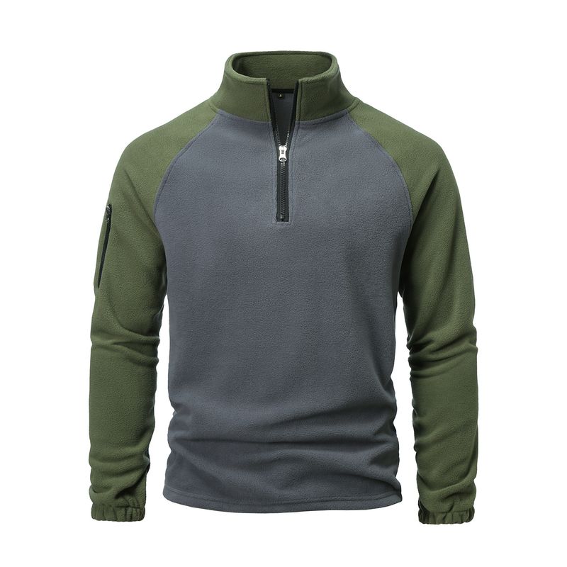 Wende-Fleecepullover für Herren – Winter-Thermo-Sweatshirt mit Reißverschluss am Hals, weiches doppelseitiges Polarfleece, lässige Streetwear (Königsblau_voghion.com