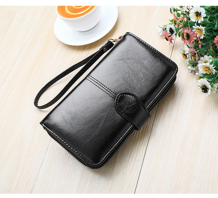 Explosive Damen Geldbörse 2024 Neuer Reißverschluss Ölwachs Leder Geldbörse Schnalle Handytasche Ölleder Neue PU Clutch_voghion.com