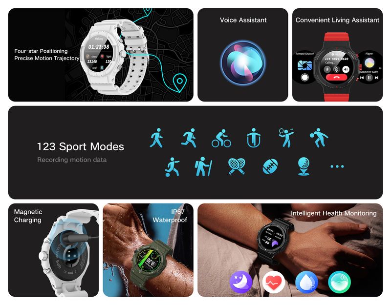 Kalp Atış Hızı Monitörü, Kan Basıncı Takibi, Uyku Analizi, Bluetooth Arama, 30 Metre Su Geçirmezlik, Dokunmatik Ekran ve Fitness Takip Özellikli Erkek Akıllı Saati_voghion.com
