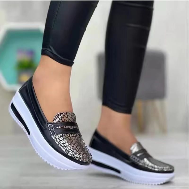 Cross-Border Plus Size New Summer 2025 Color Blo Casual Shoes For Women Round Toe Low-Cut Wedge Fashion Loafers In_voghion.com