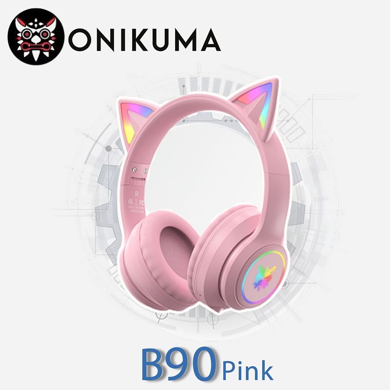 ONIKUMA Cat Ear Headphones: Wireless & Wired Mode, Foldable, RGB LED Light & Mic - Compatible With Mobile Phones & Tablets!_voghion.com