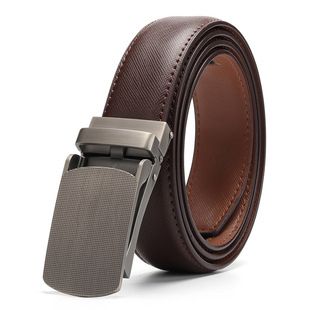 Cintura da uomo all'ingrosso Nuovo commercio estero europeo e americano transfrontaliero cintura in pelle con fibbia automatica in lega a due strati in pelle bovina_voghion.com