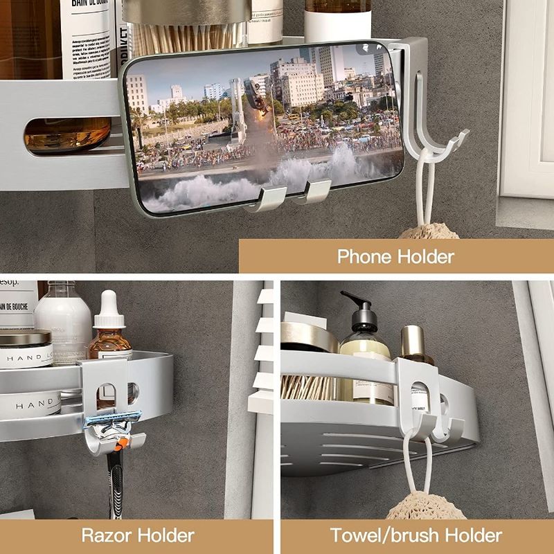 Rust Shelf Storage Organizer Shelf Shower Proof Caddy Corner Shampoo Bathroom Shower Shower Pack Wall Corner Drill 2 Corner No_voghion.com