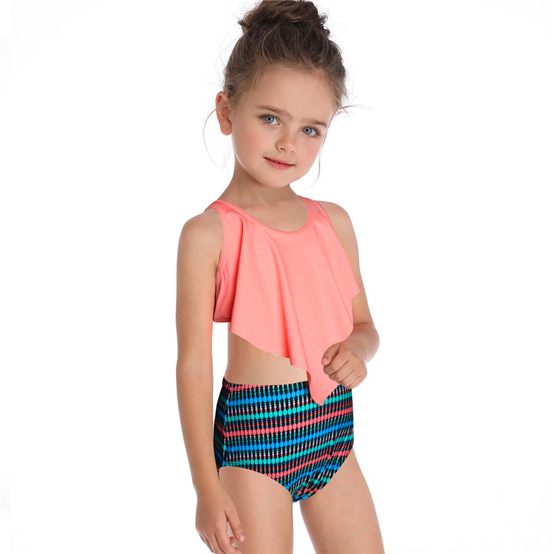 Maillot de bain familial, maillot de bain pour enfants, double bord volant, pour filles_voghion.com