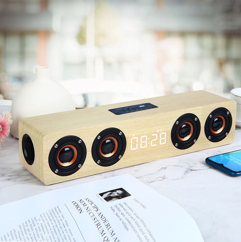 Trä Bluetooth-högtalare, Desktop Bully, Long Bar Sound System, Subwoofer, High Volym Wireless Home Ny modell_voghion.com