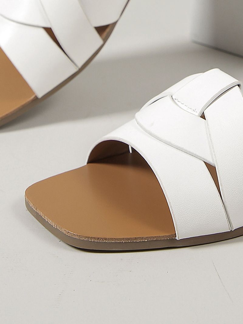 Un nuovo Beach Square Head intrecciato Cross Flat sandali da donna pantofole_voghion.com
