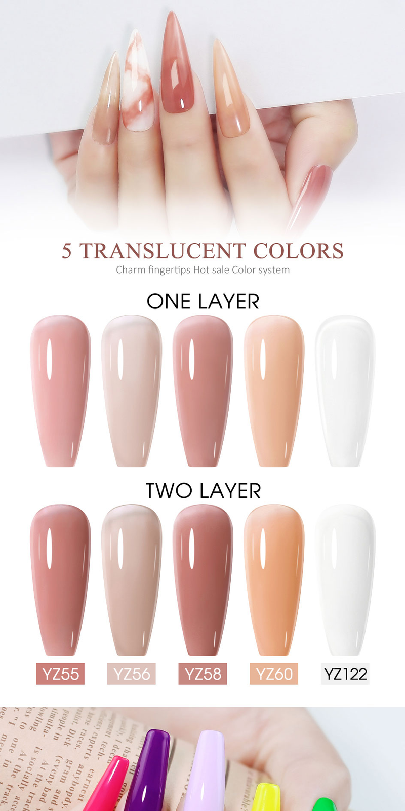 Clou Beaute 20-teiliges Gel-Nagellack-Set, Farbe: 15 ml, weiße Glasflasche, Nagelkunst-Set, semi-permanenter Gellack-Nagellack_voghion.com