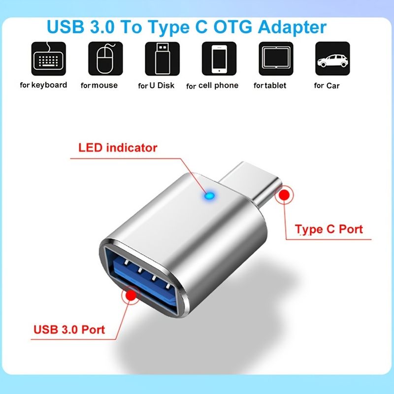 Adattatore LED tipo 3.0 OTG C USB-A a connettore femmina Micro USB tipo C per adattatori Samsung Xiaomi POCO_voghion.com