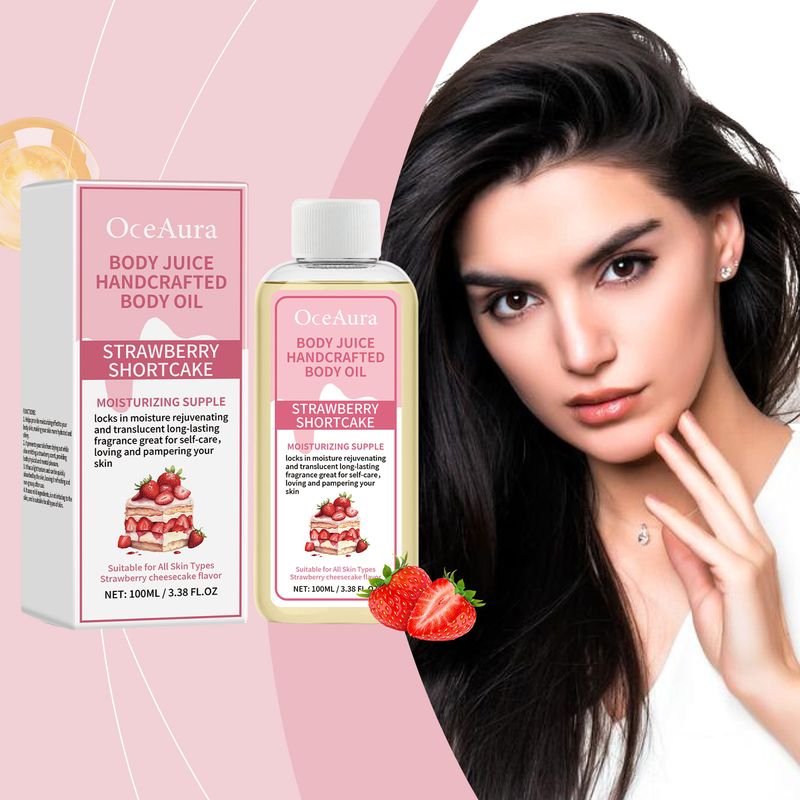 OceAura Strawberry Body Care Oil Refreshing Fragrant Strawberry Gentle Moisturizing Body Skin Essential Oil_voghion.com