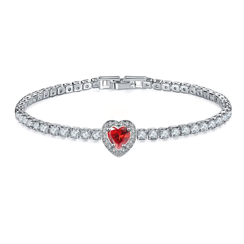 Bracelet cœur en zircon – Bracelet micro-incrusté de diamants (plaqué or 18 carats, réglable)_voghion.com