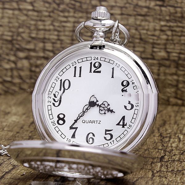 Men's And Women's Fashion Retro Hollow Clamshell Pocket Watch Necklace_voghion.com