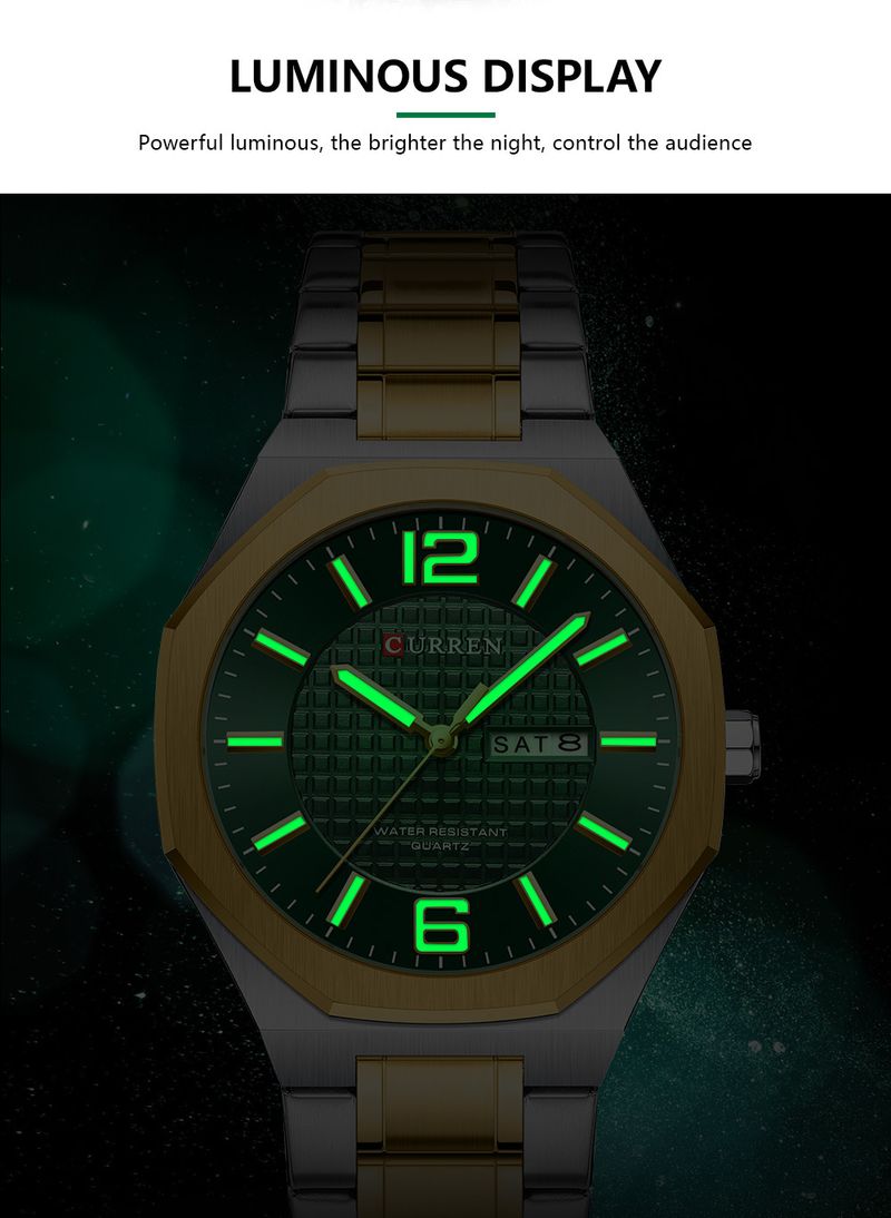 Men's Classic Round Analog Watch With Dual Calendar, Waterproof 30M, Stainless Steel Case & Band, Mineral Crystal, Quartz Movement_voghion.com