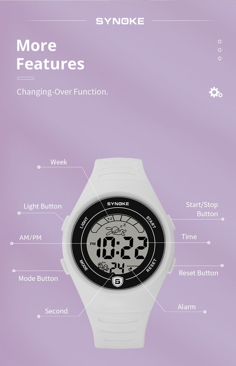 Reloj deportivo digital para niños con pantalla a prueba de agua y golpes, alarma, cronómetro y un bonito diseño de tortuga y liebre: ideal para niños y niñas._voghion.com