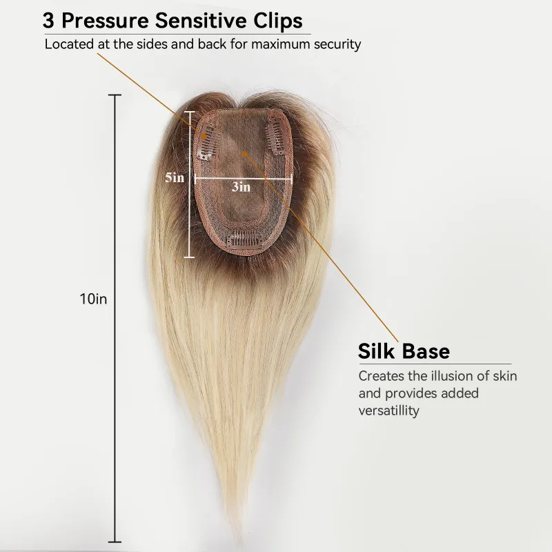 Parrucche con frangia, base in seta, clip in extension per capelli da donna, capelli umani Remy biondi e castani ombré_voghion.com
